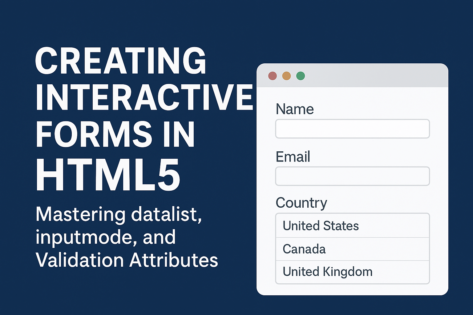 Interactive HTML Forms: Using datalist, inputmode, and Validation Attributes (Full Guide)